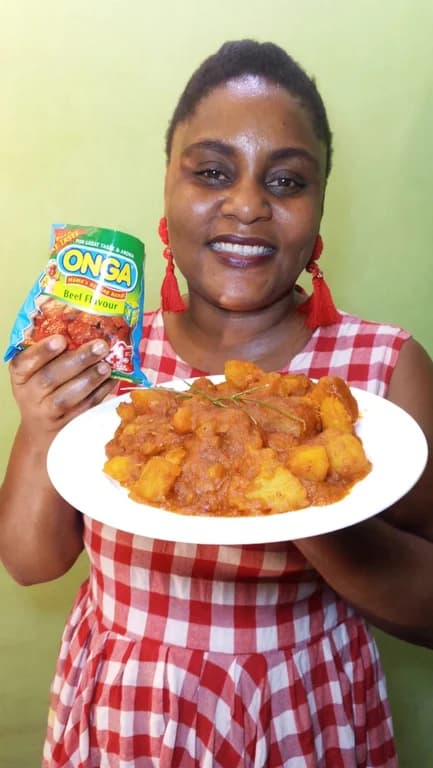 Ogochukwu with Porridge potatoes