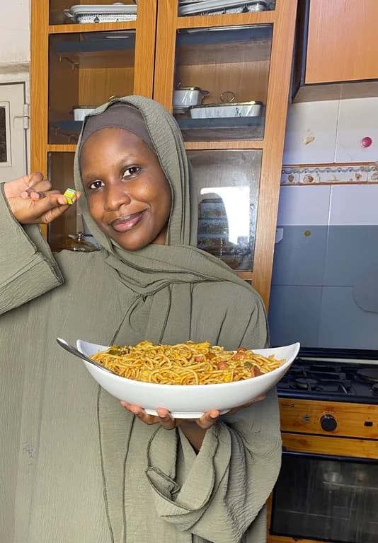 Aisha with Stir fried spaghetti the Aisha’s way