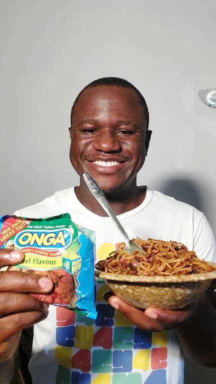 James Gbenga with Jollof pasta, Gbenga's way!